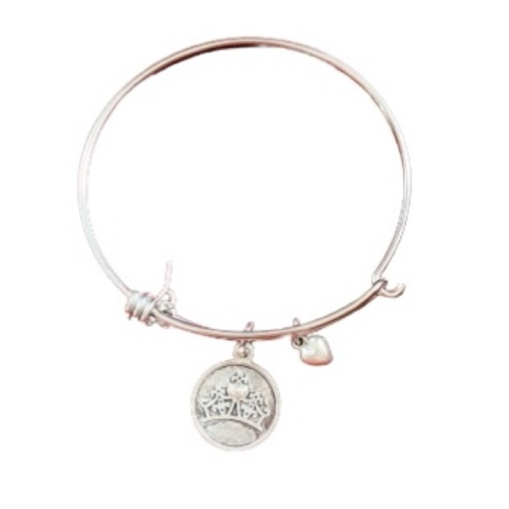 Disney Silver Dare to Dream Crown Charm Bangle Bracelet